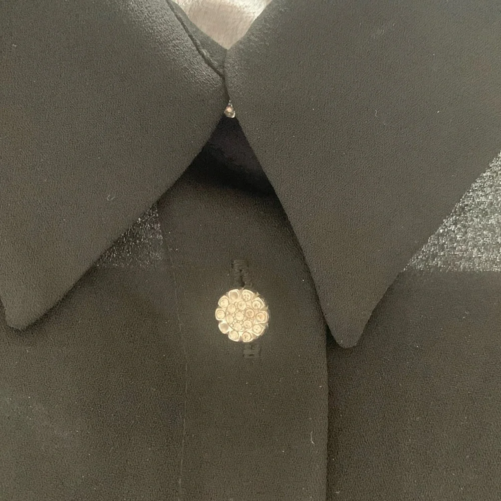 Zara black button down top with rhinestone buttons - Picture 4 of 7